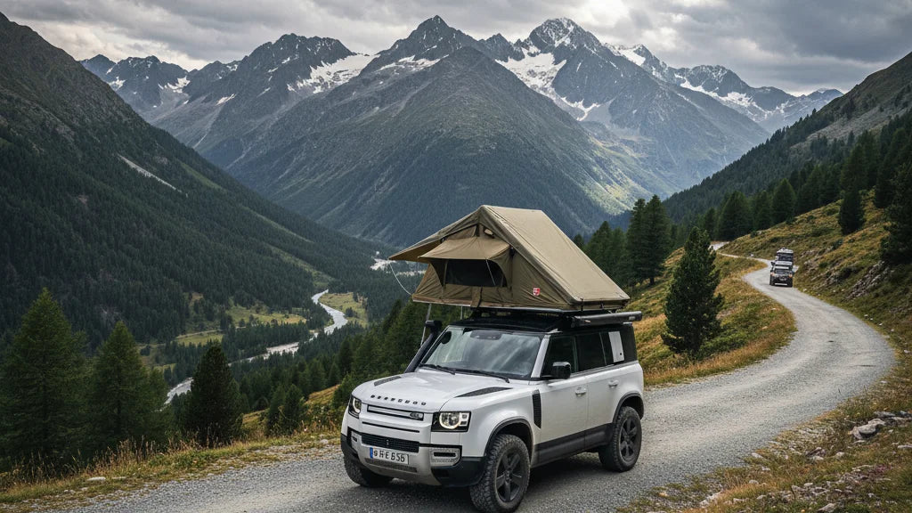 barre de toit tente de toit SUV montagne France route aventure