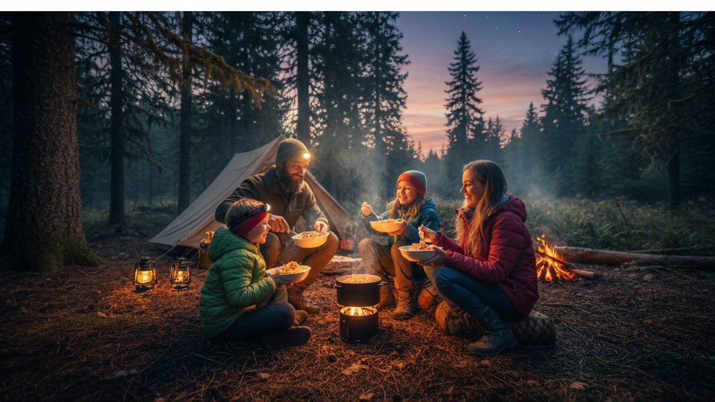 que manger en bivouac repas famille enfants tente
