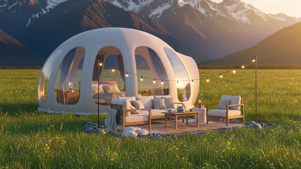 tente gonflable maison glamping prairie montagne guide complet achat