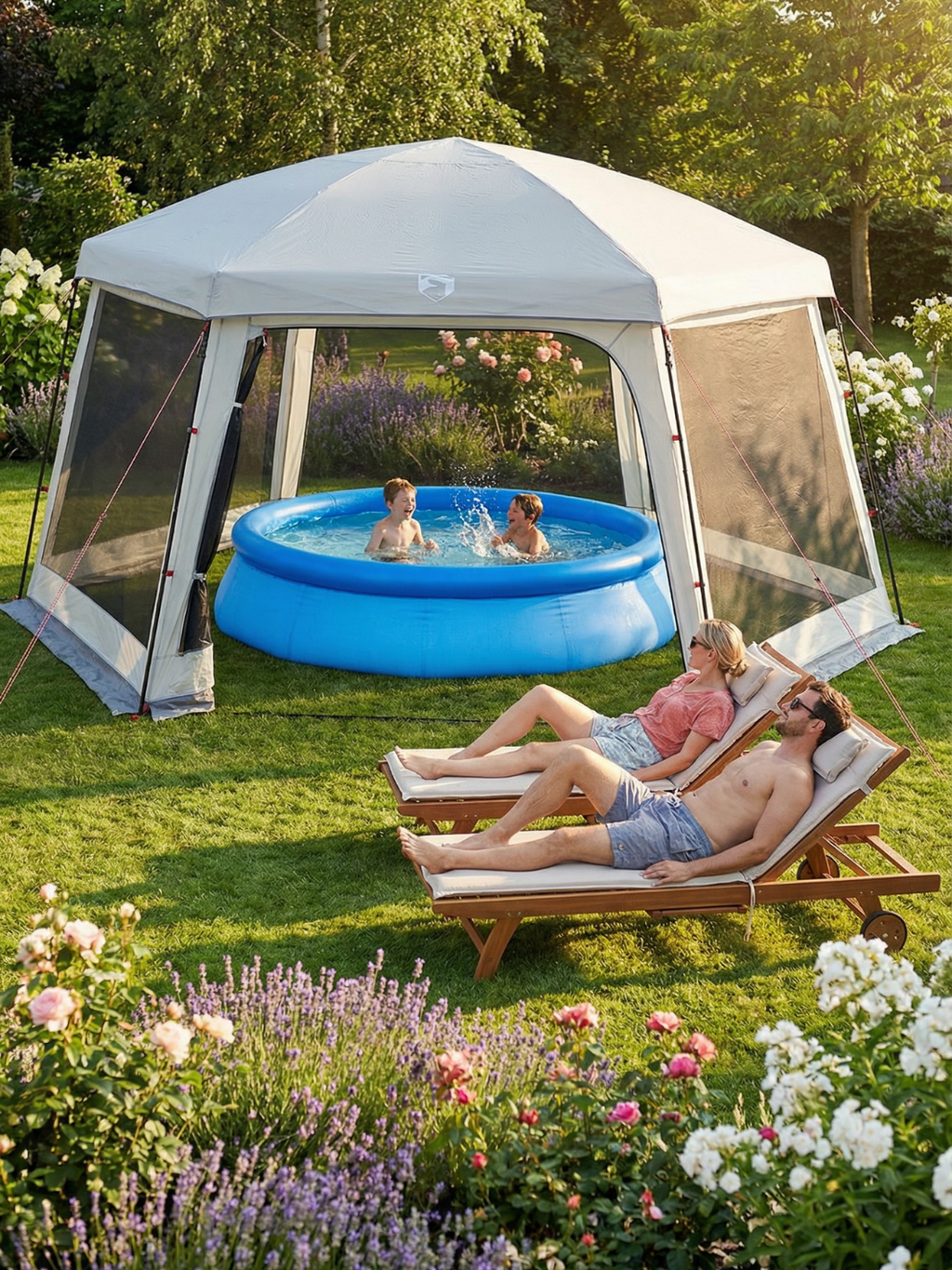 Tente de piscine hors sol