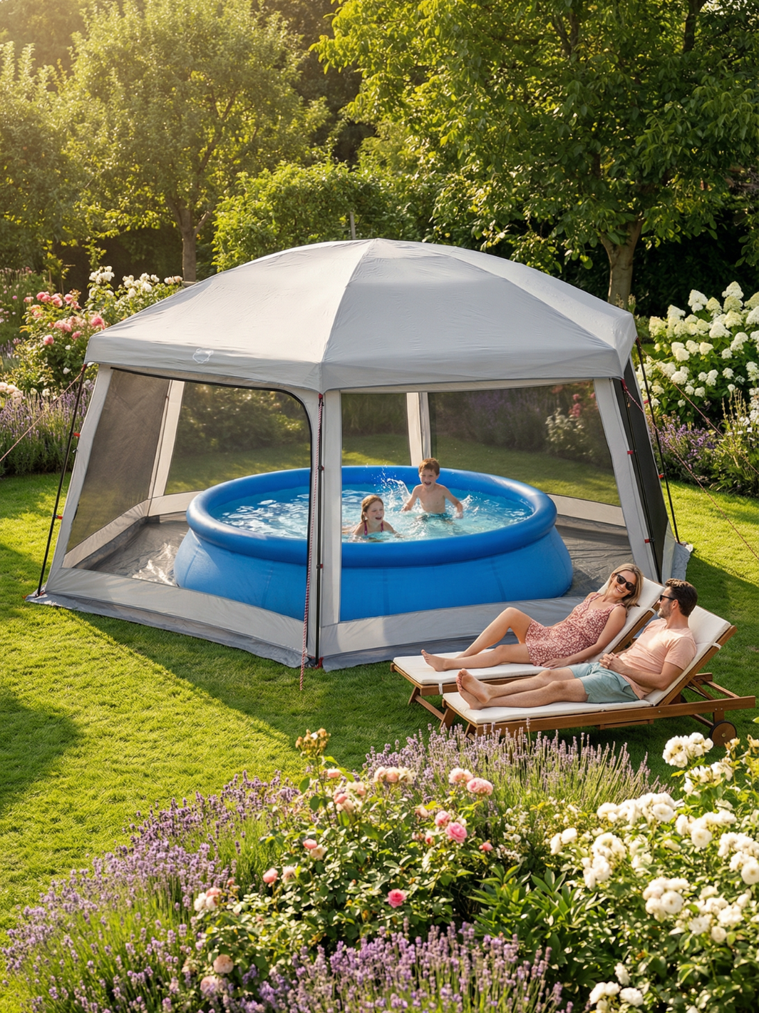 Tente de piscine hors sol