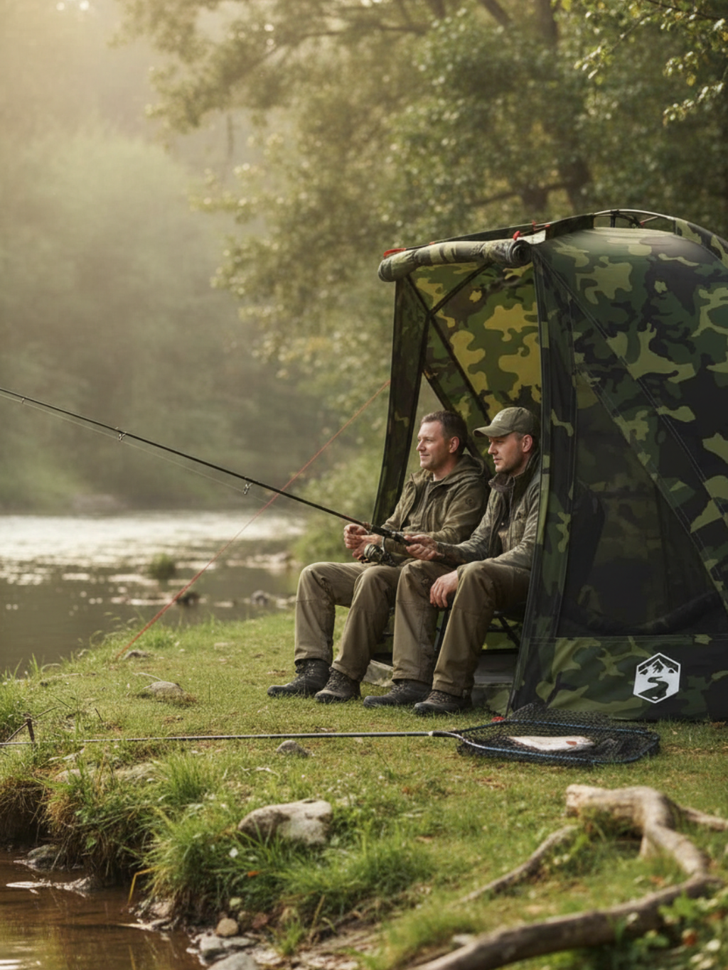 Tente de pecheur coupe vent camouflage