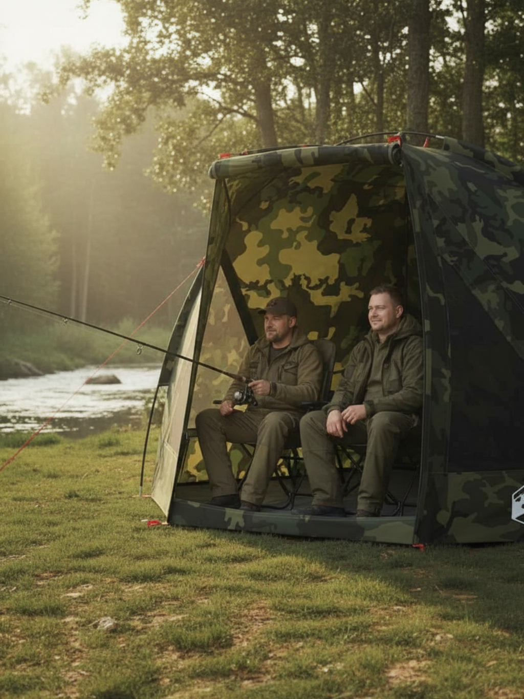Tente de pecheur coupe vent camouflage