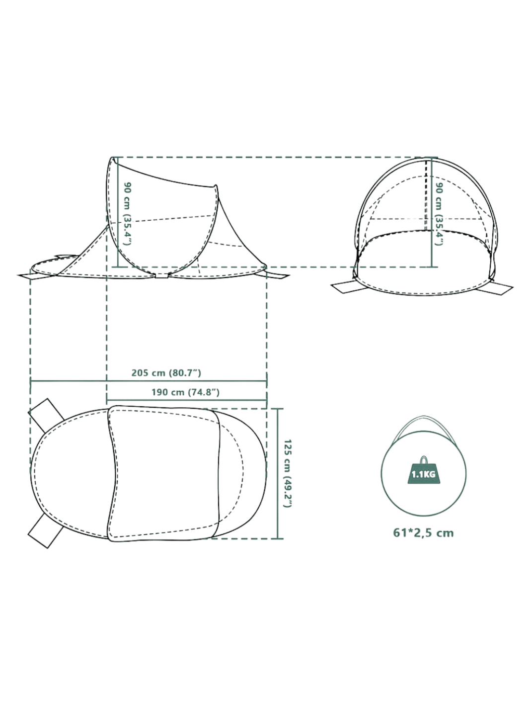 Tente de plage adulte pop-up 4 personnes