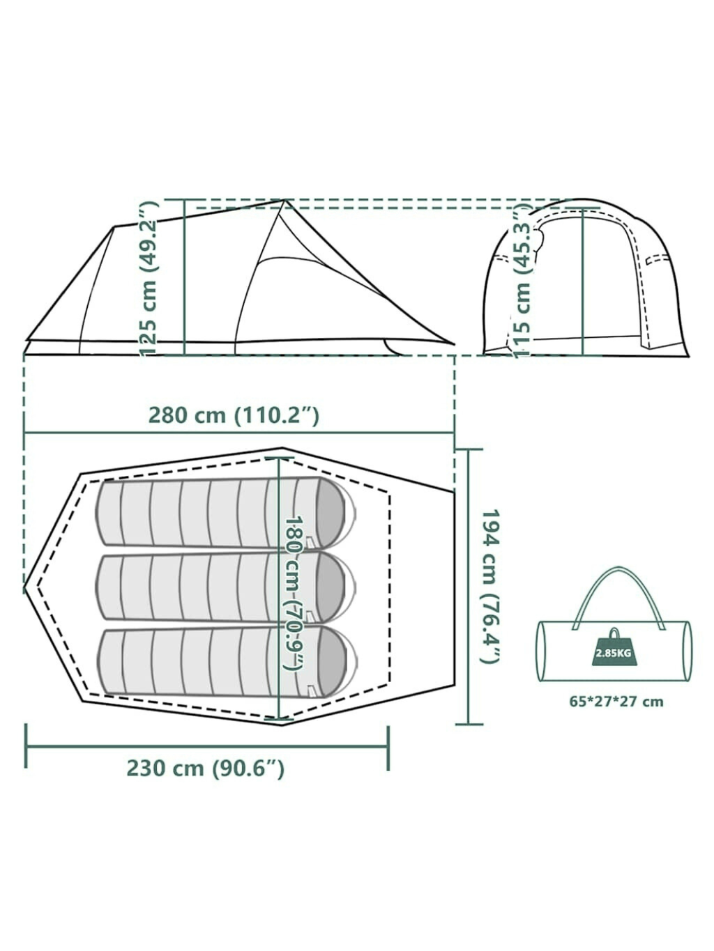 Toile de tente Black and Fresh 3 places