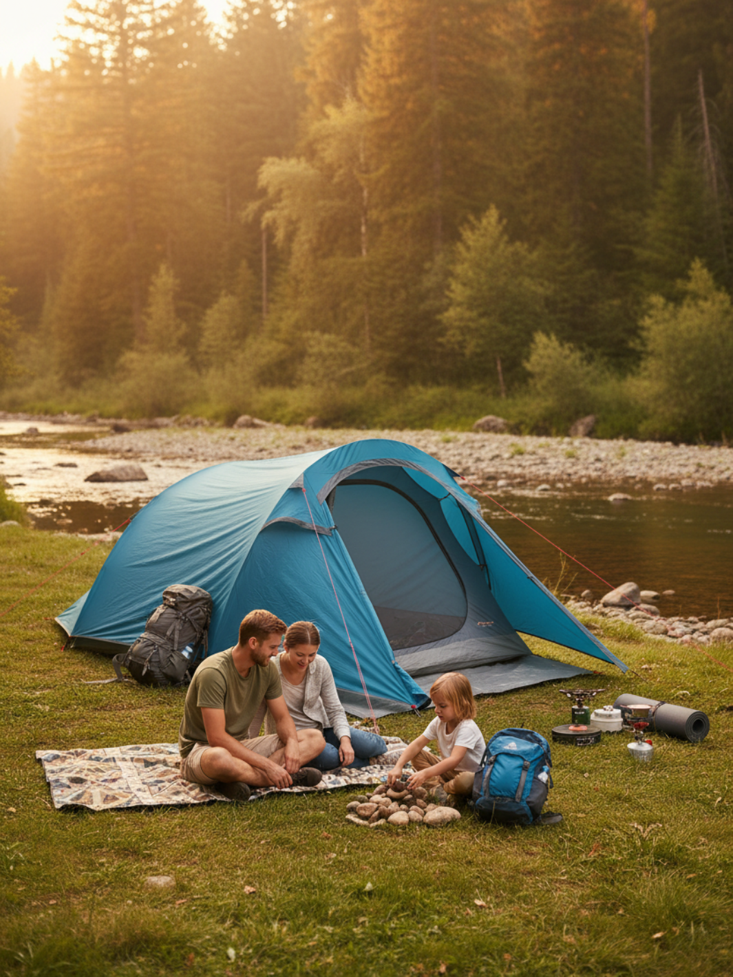 Tente de camping en toile 3 places