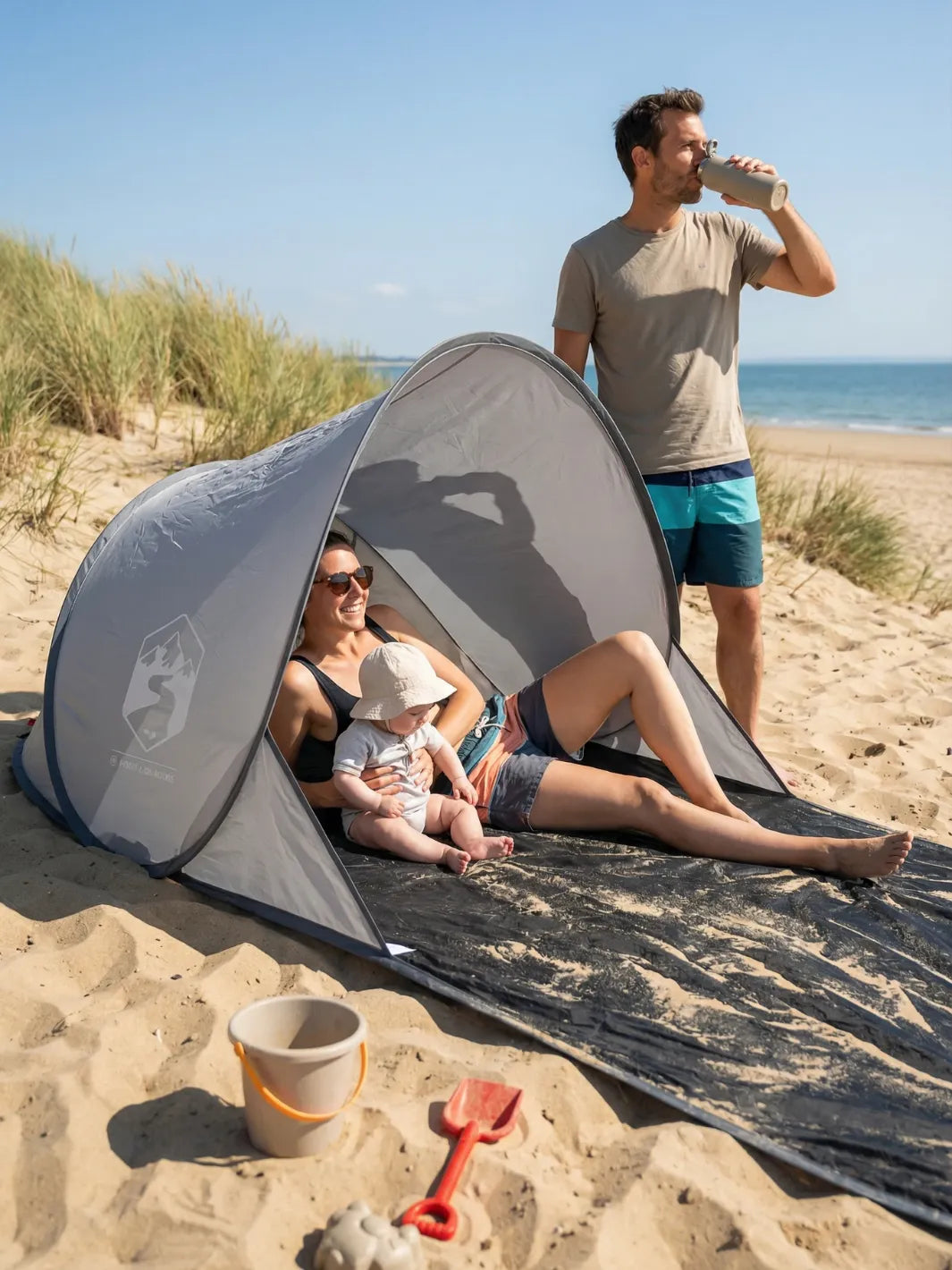 monter la tente Demi tente de plage