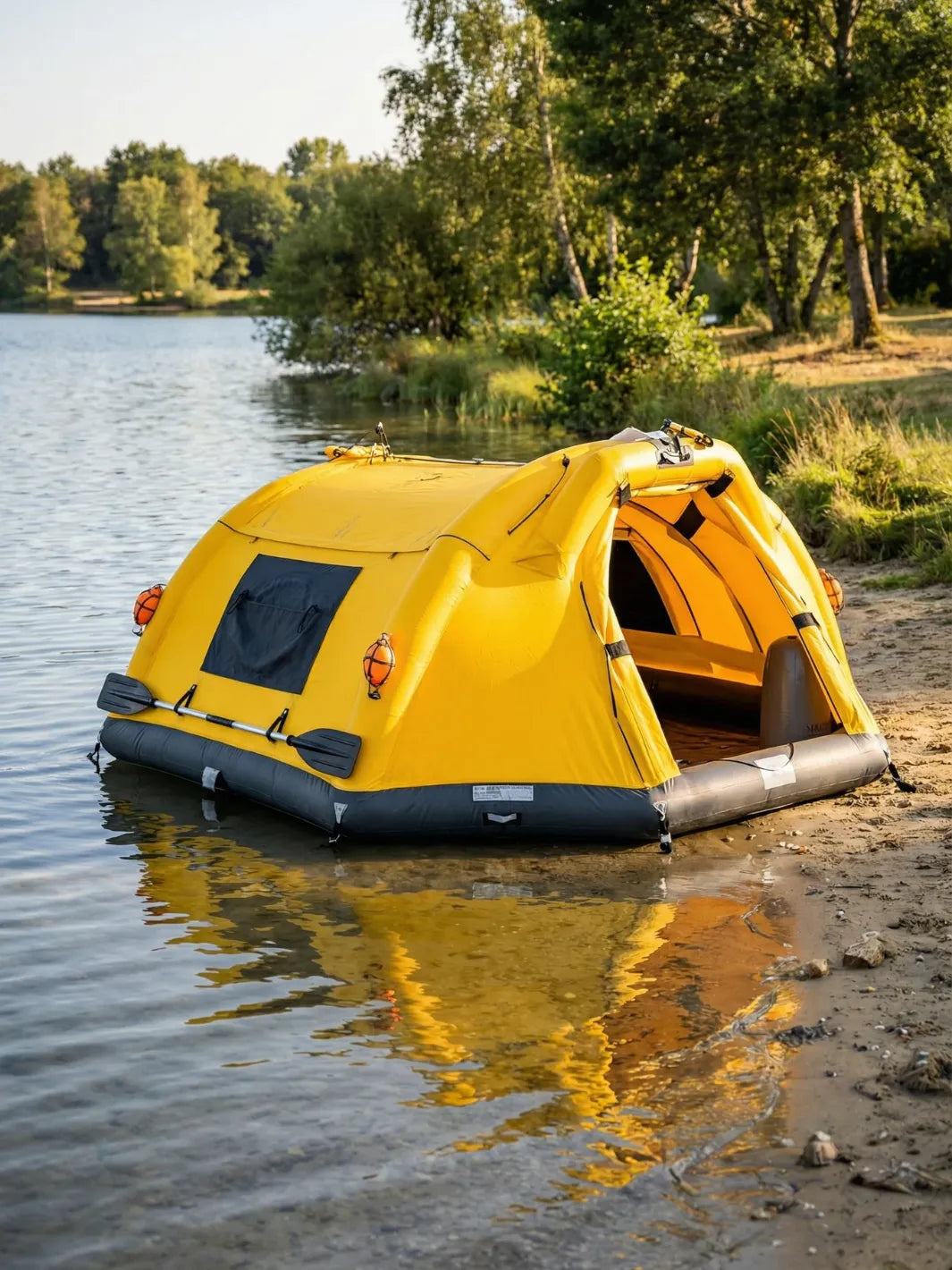 Tente gonflable sur l'eau