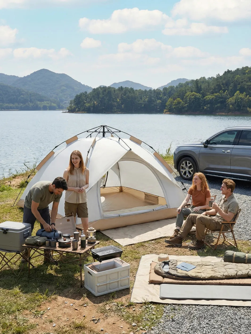 Toile de tente 4 places système hydraulique