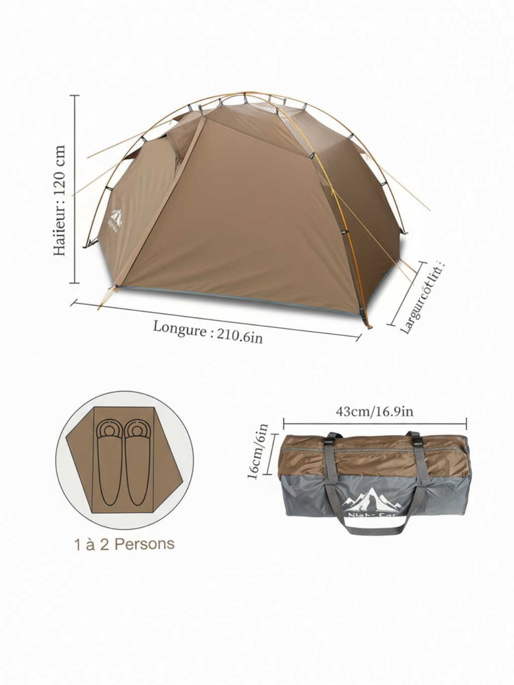 Randonnee tente 2 personnes | Légère & compacte