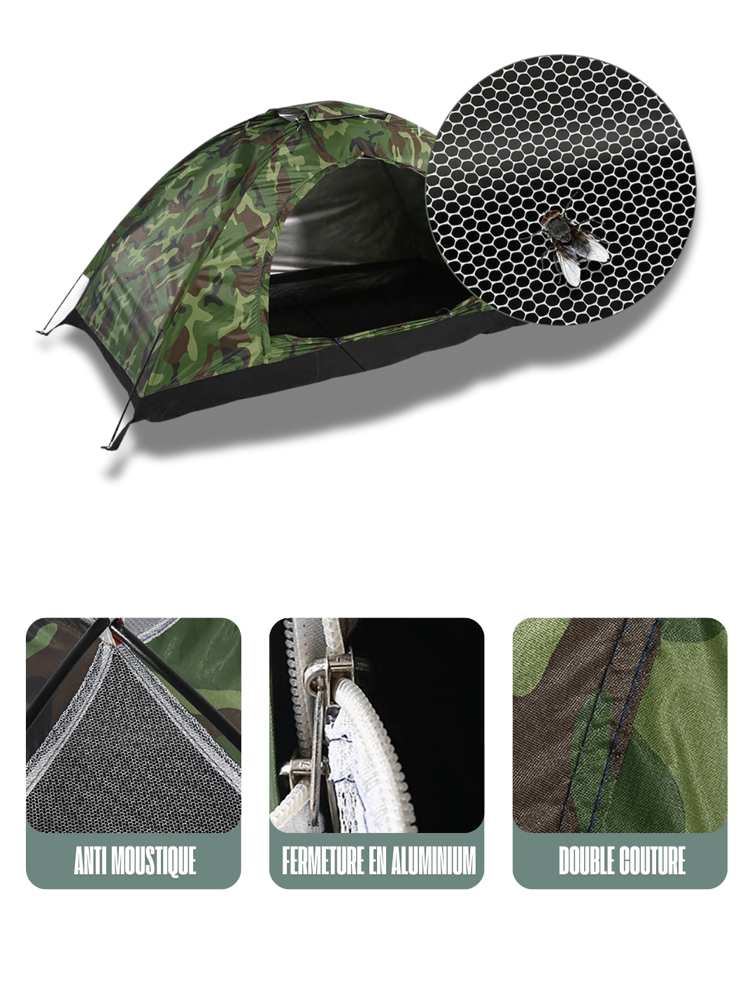 tente 1 place camouflage
