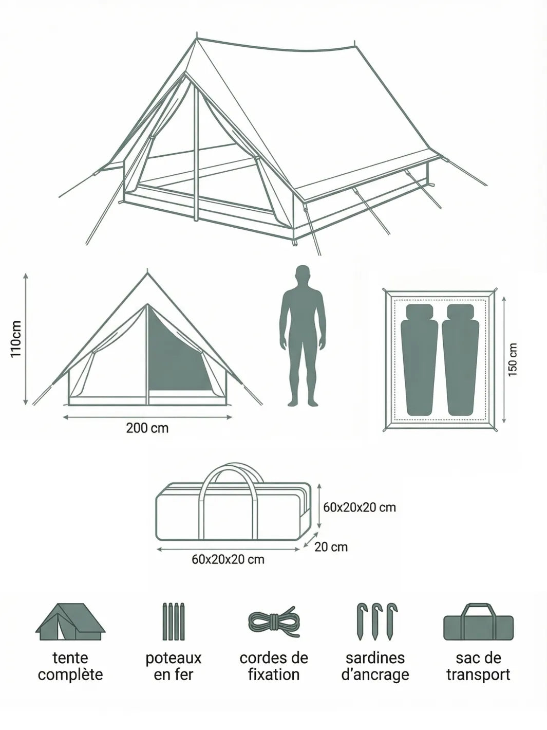 Tente canadienne militaire | ROBUSTESSE 4 SAISONS GARANTIE