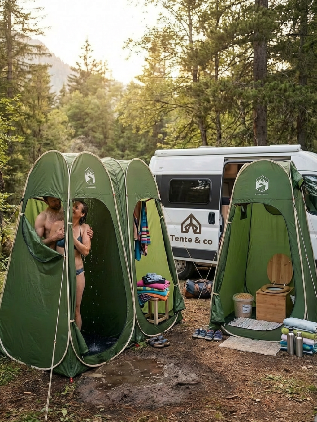 Tente de douche double pop up | Intimité rapide