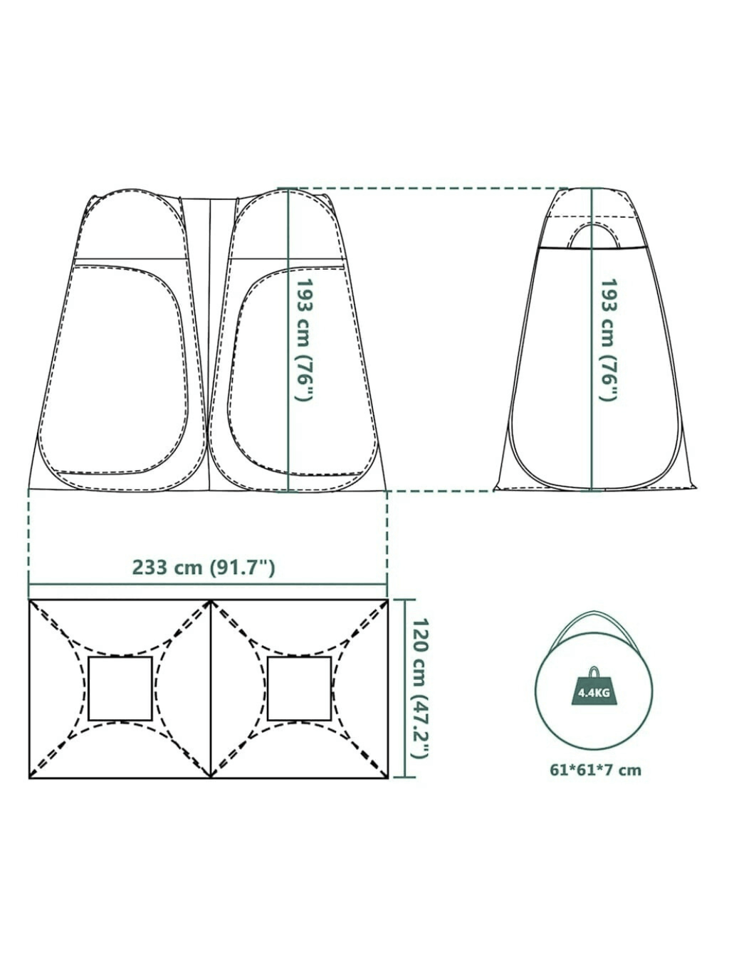 Tente de douche double pop up | Intimité rapide