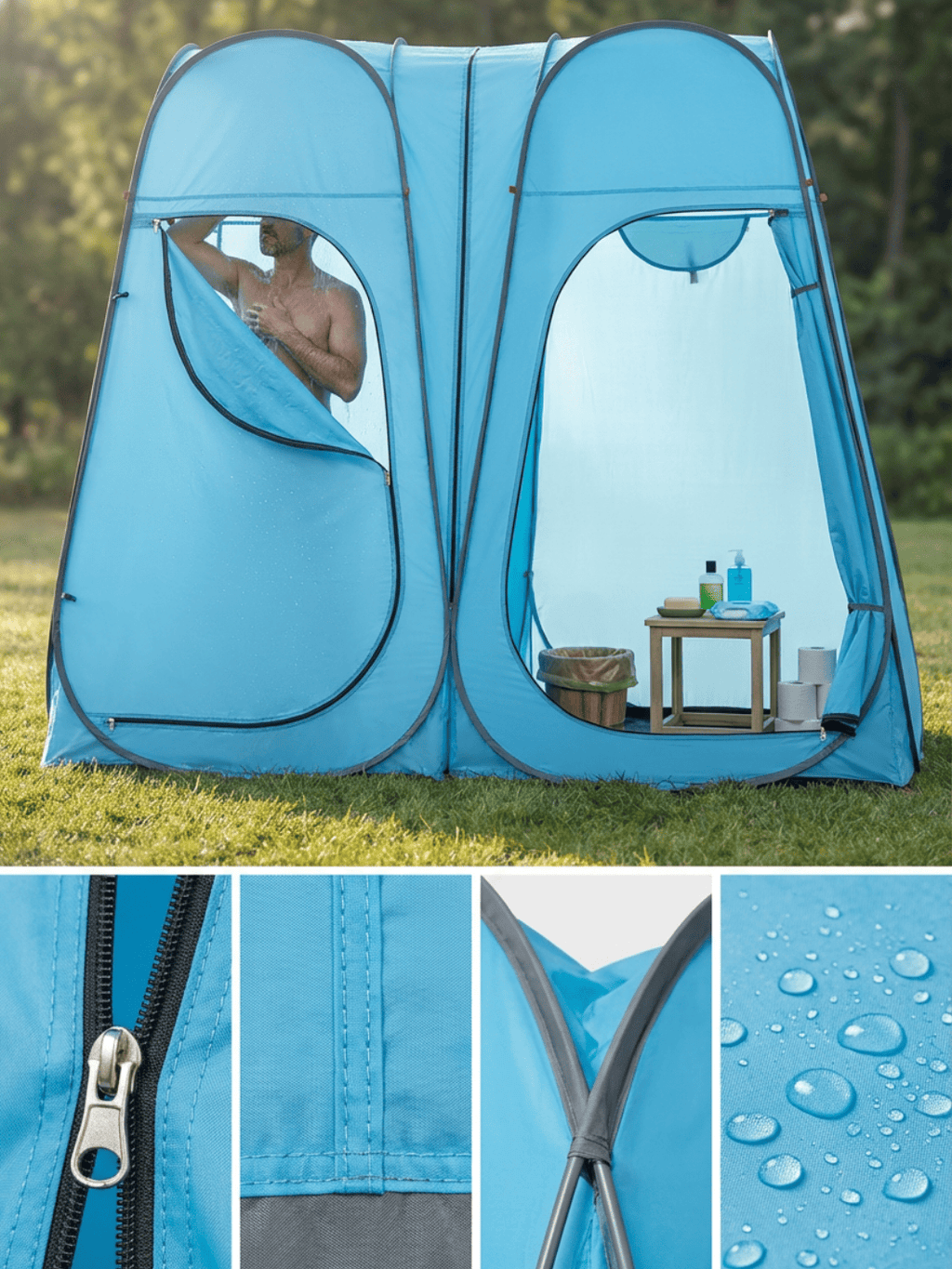 Tente de douche familiale | Confort partagé dehors