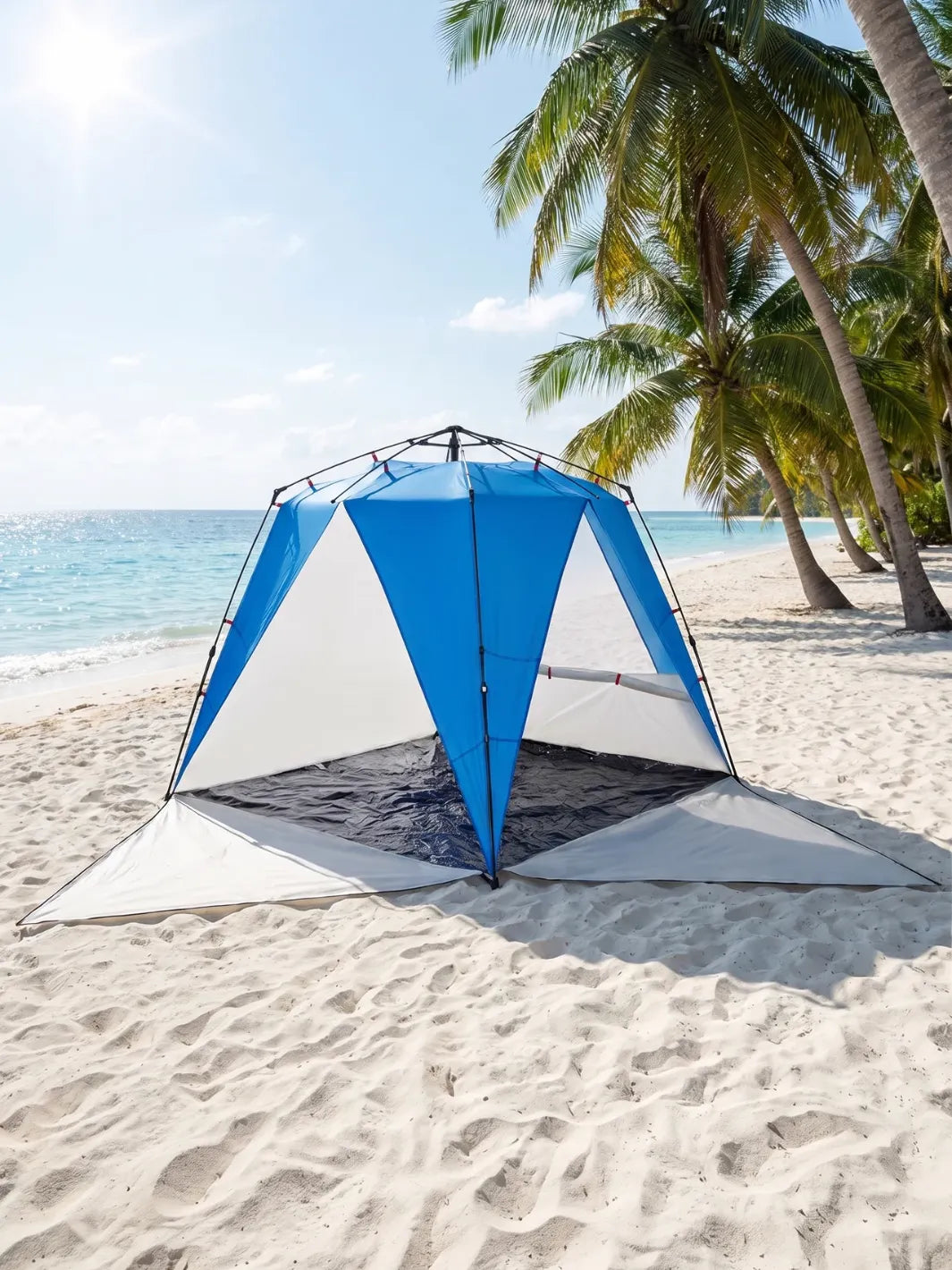 Tente de plage 4 personnes | MONTAGE RAPIDE & STABLE AU VENT