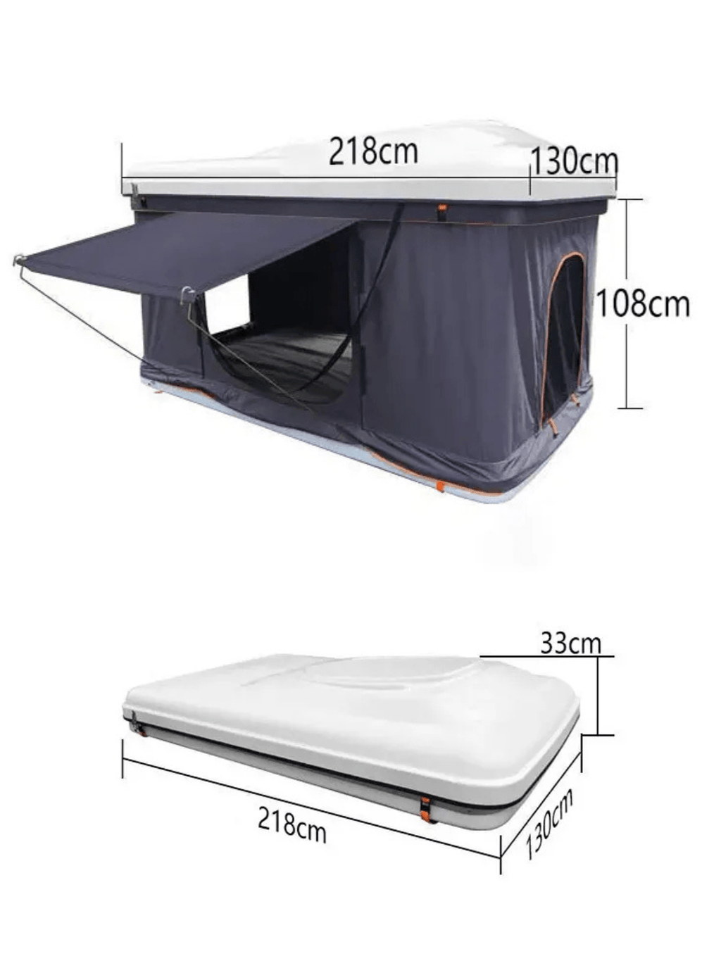 tente de toit rigide 2 places