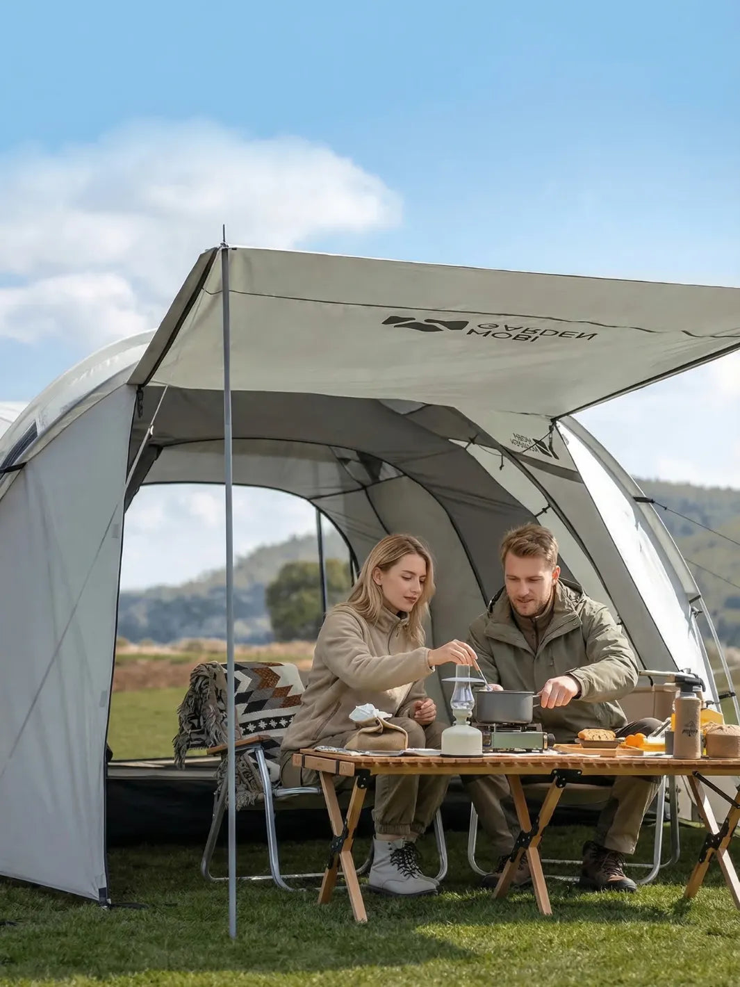 Tente dôme 4 personnes | AUVENT MODULABLE INCLUS