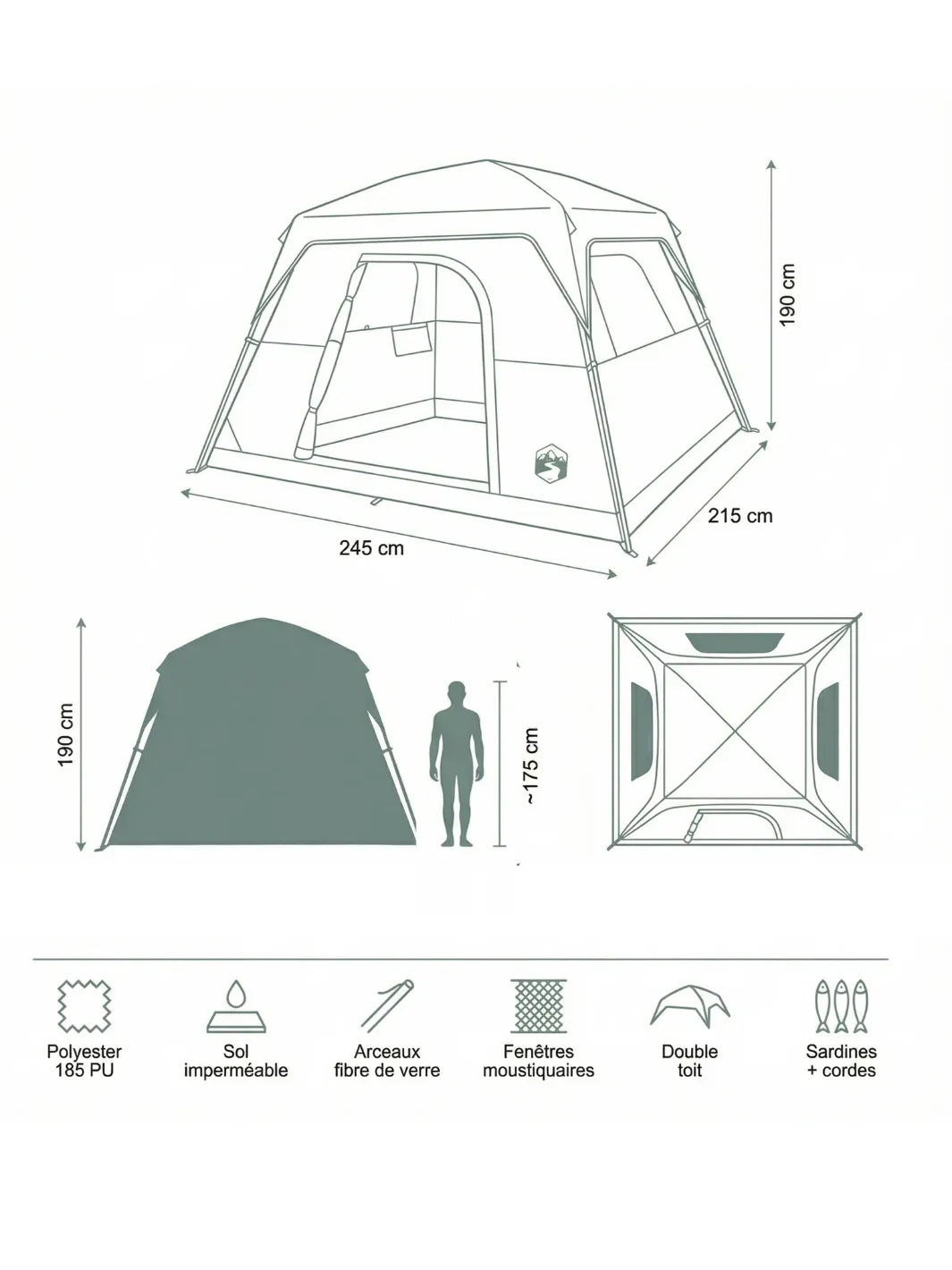 Tente familiale 4 places | ESPACE GÉNÉREUX GARANTIE