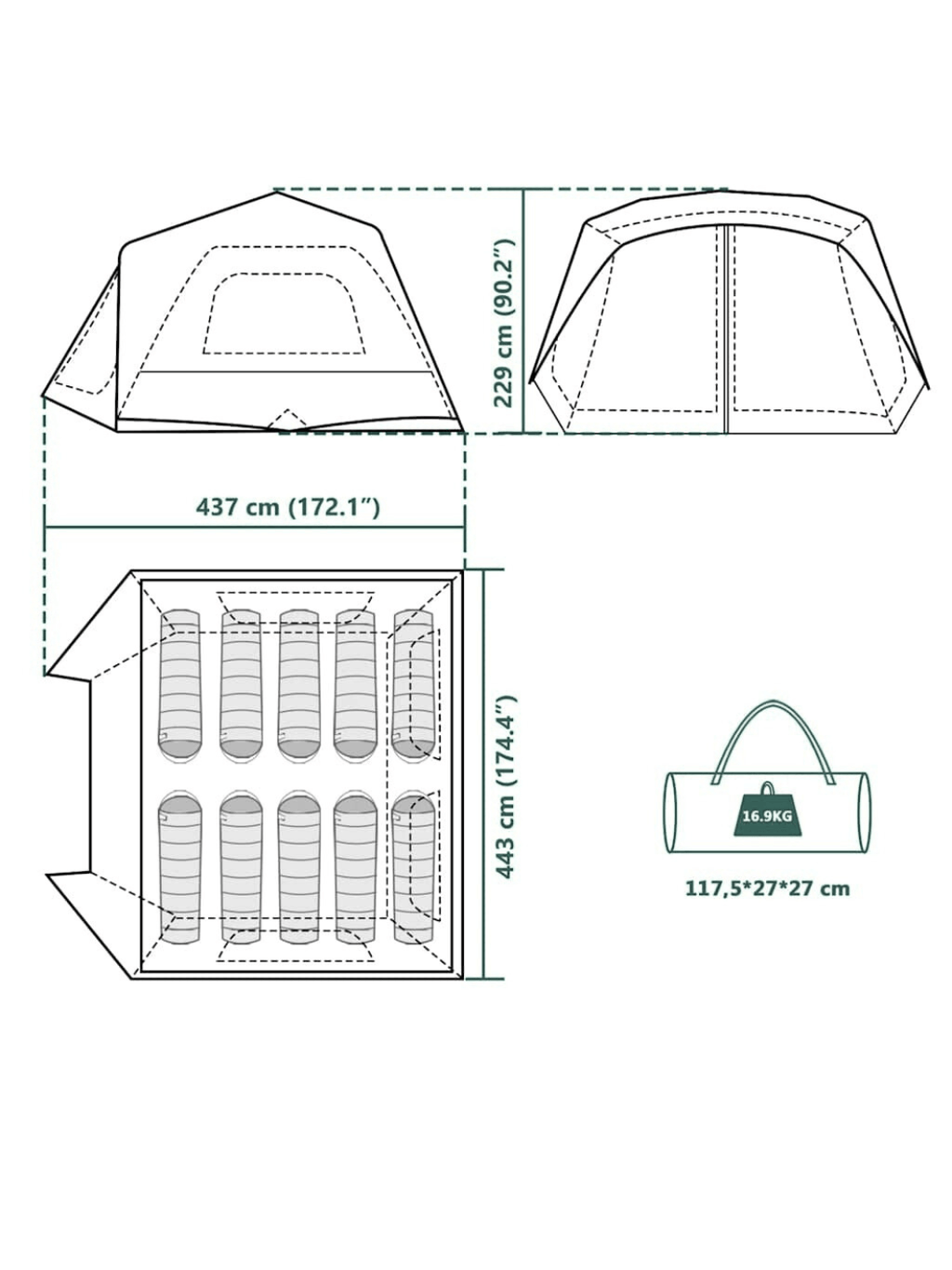 Tente familiale 4 places | Spacieuse & imperméable