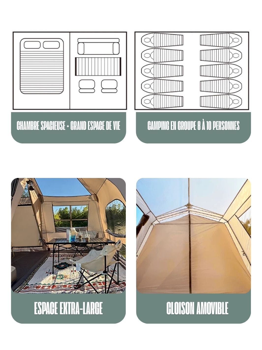 tente familiale de camping