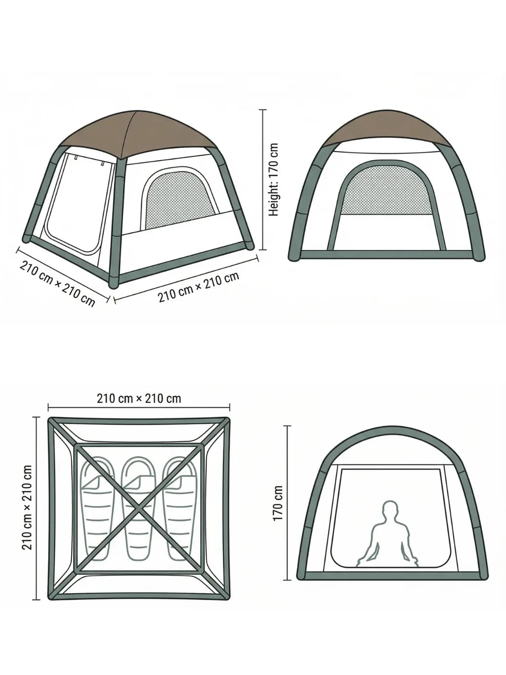 Tente gonflable 3 places | INSTALLATION SANS EFFORT