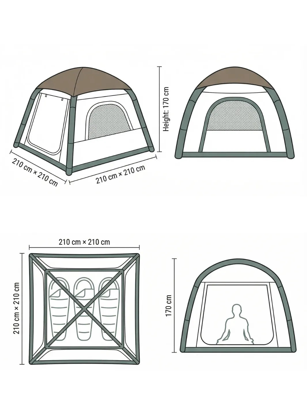 Tente gonflable 3 places | INSTALLATION SANS EFFORT