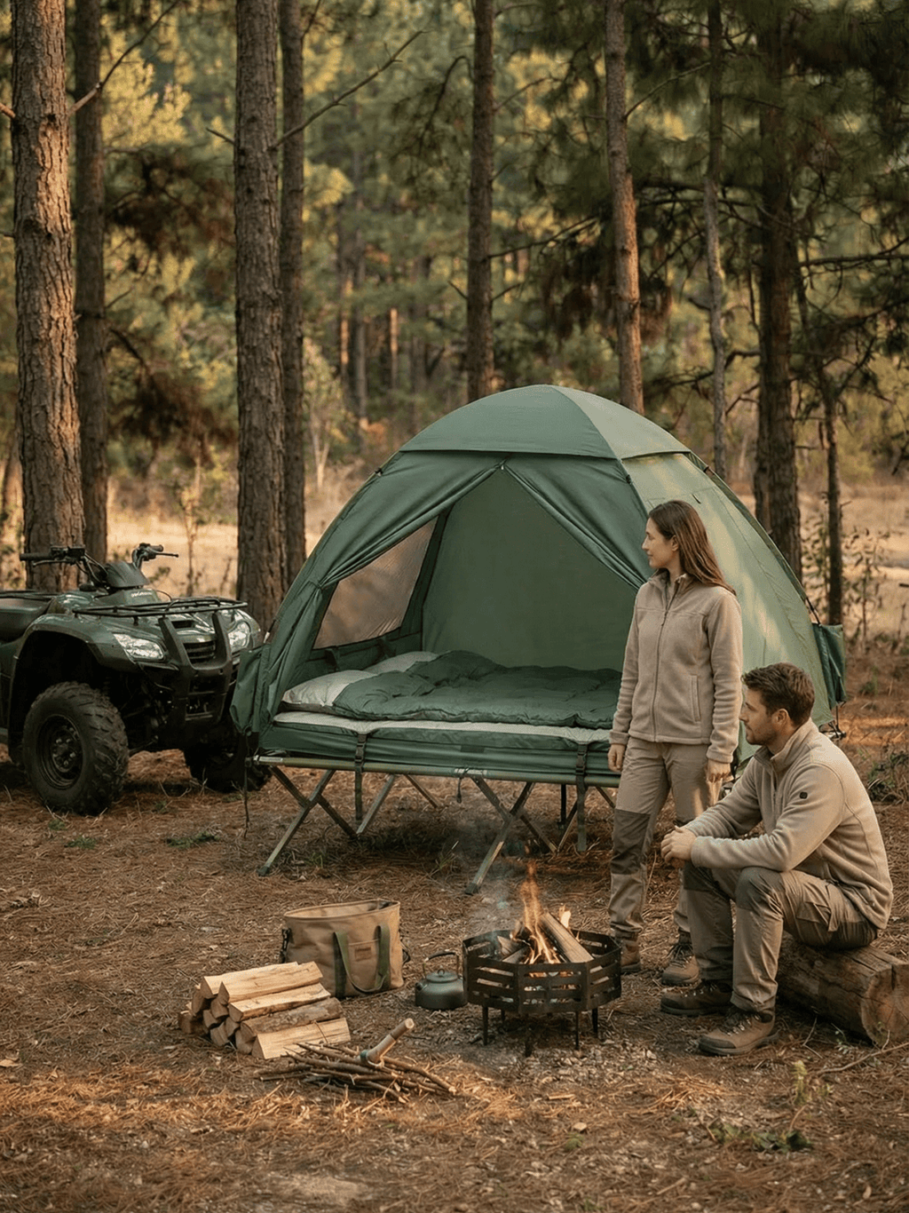 Tente lit de camp 2 personnes | compacte et résistante