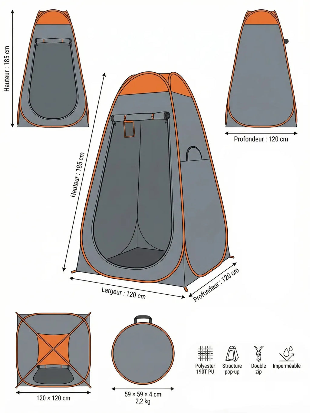 Tente pour toilette | POP-UP DEUX SECONDES ZÉRO MONTAGE