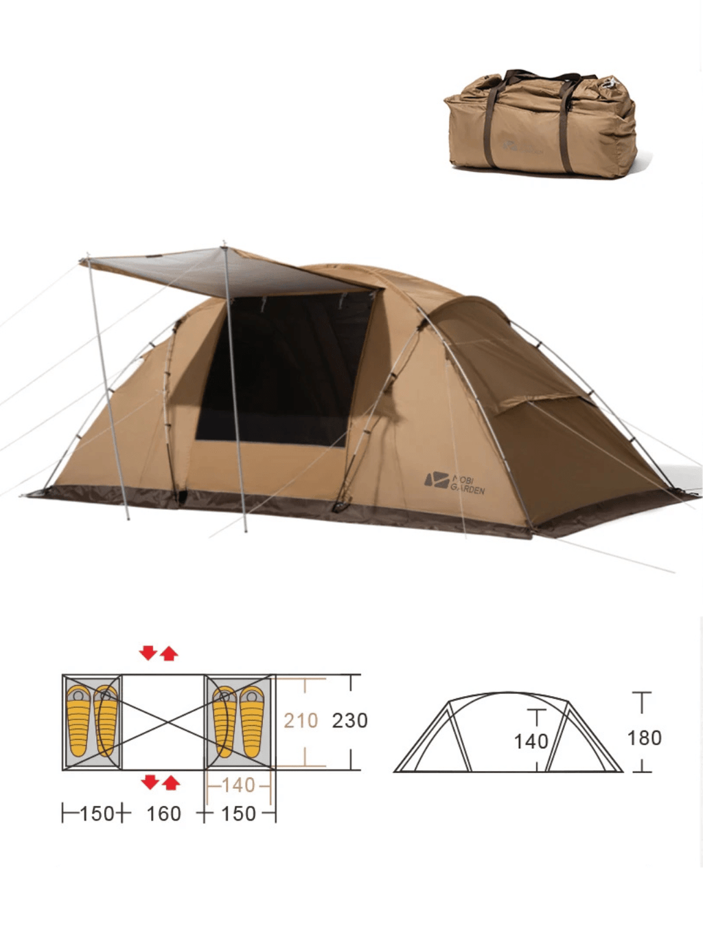 tente tunnel 2 chambres