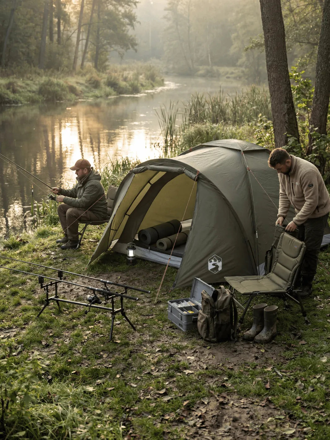 Toile de tente pêche | DEUX PERSONNES CONFORTABLES